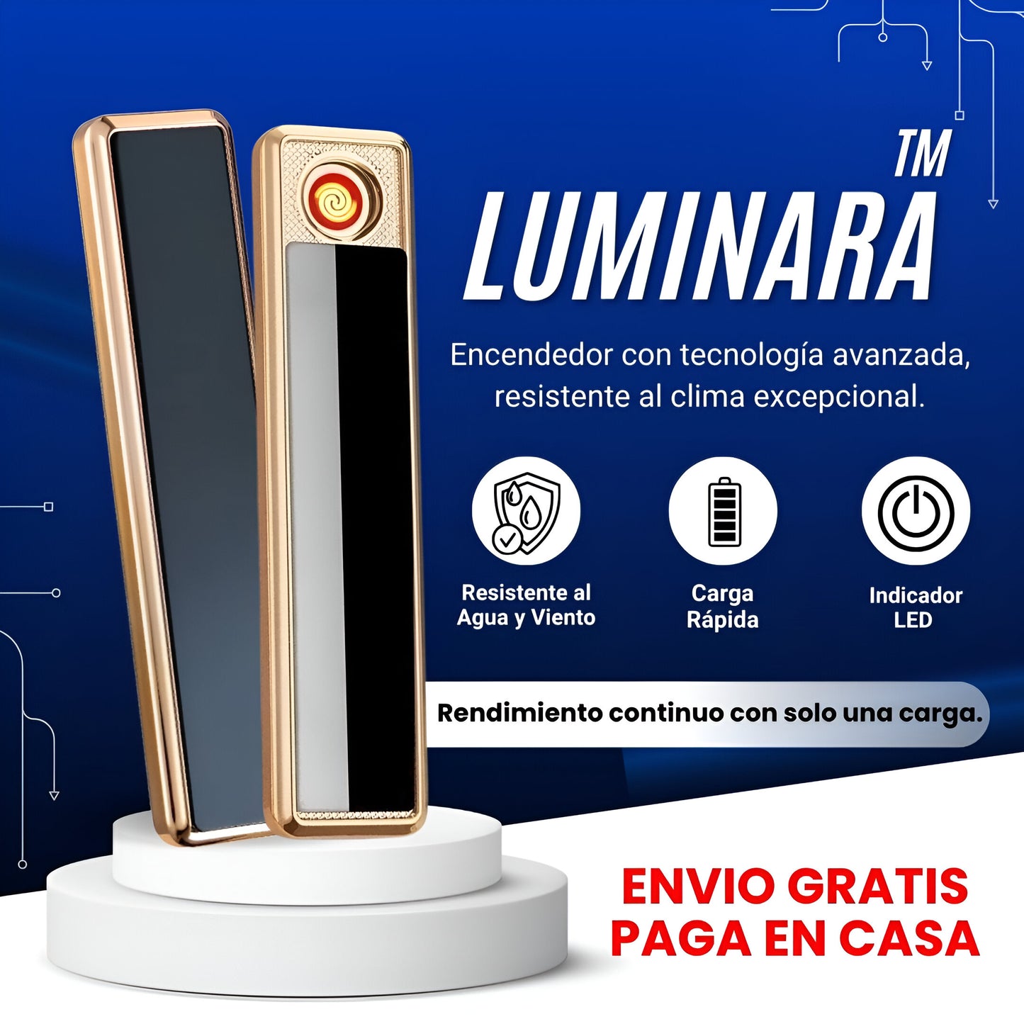 Luminara™ | Resistente al viento y salpicaduras Negro