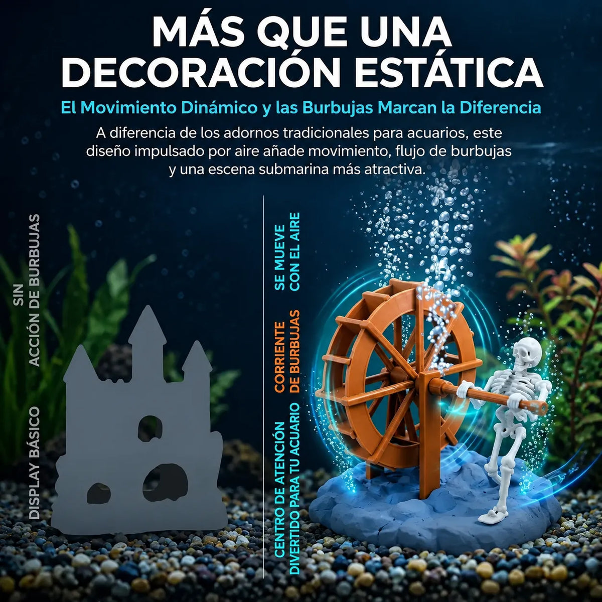 AquaSkeleton™ Esqueleto Dinámico para Acuario (INCLUYE Bomba de aire) 🩻🫧