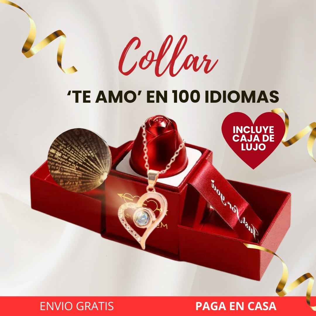 Collar te amo 100 idiomas CAJA DE LUJO