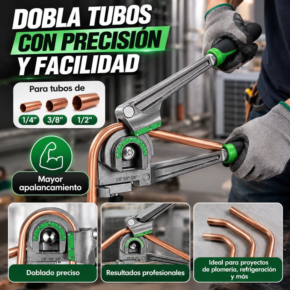 TubeBend Pro™ Doblador de Tubos Manual 3 en 1 🪚✨