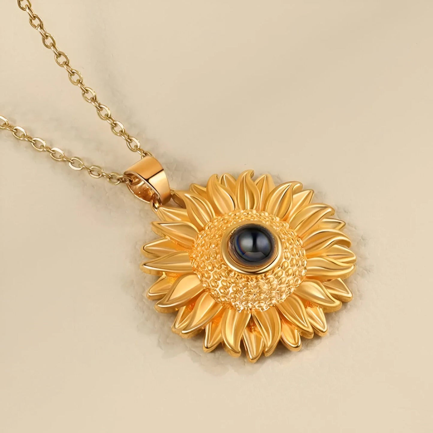 Collar Girasol "Te Amo en 100 Idiomas"  CON CAJA de Corazón